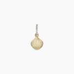 14K Diamond Scallop Charm