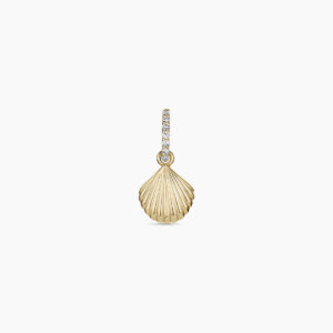 14K Diamond Scallop Charm
